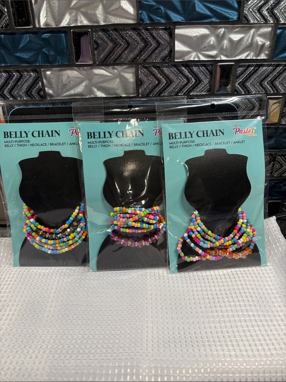 Pastels Multicolor Beaded Belly Chain - Bright Pastel Mix